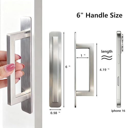 Self-Stick Adhesive Cabinet Handles - 6" Stainless Steel No-Drilling Easy Installation Handles for Cabinet Door Window Drawer & Refrigerator Microwave| Square Silver 2Pack - color: Square Stainless Steel, size: Small (5.83")