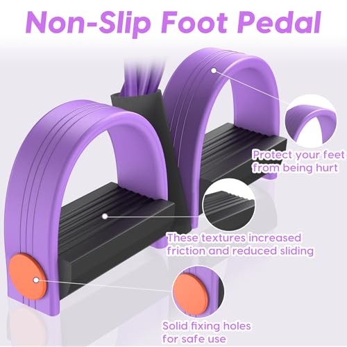 Resistance Bands with Handles, 6-Tube Elastic Pedal Resistance Band for Working Out, Durable Natural Rubber Exercise Bands, Multifunction Exercise Equipment for Abdomen, Waist, Arm, Leg Stretching - color: Purple