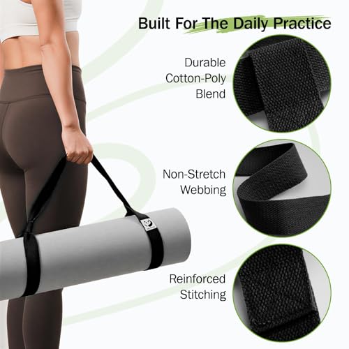 Slim Panda Yoga Mat Straps for Carrying, Adjustable Yoga Mat Carrier Sling Fits All Mats(Mat Not Included) - color: Matte Black, size: 72 inches