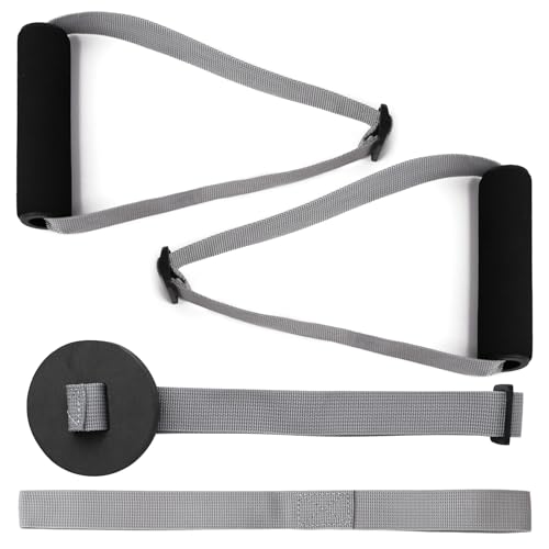 Hshbxd Resistance Band Handles & Accessories Kit for Elastic Bands & Tubes, Modern Silver and Black Nylon Exercise Strap Accessories