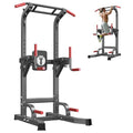 SogesPower Multi-Function Power Tower Pull Up Bar Station Pull Up Dip Station for Home Gym, 10-Level Adjustable Height Pull Up Bar Stand Dip Bar Strength Training Workout Equipment - color: Black