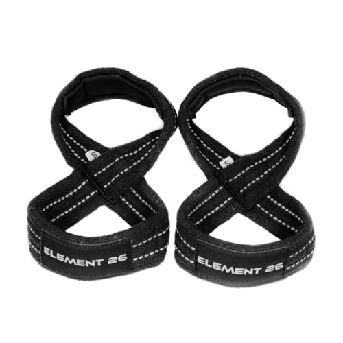 Element 26 Padded Figure 8 Lifting Straps for Deadlifts | Weightlifting Straps for Deadlifts, Farmers Carry Walks, Barbell Rows, Premium quality 100% cotton - size: Small