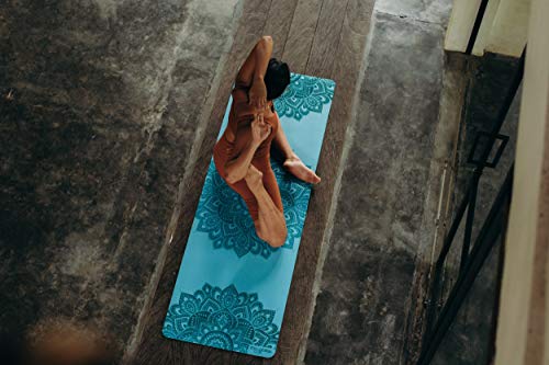 YOGA DESIGN LAB | The Infinity Mat | Luxurious Non-Slip Design Provides Unparalleled Grip to Support and Align You Beautifully | Eco-Friendly | w/Carrying Strap! - color: Mandala Aqua, size: 5mm