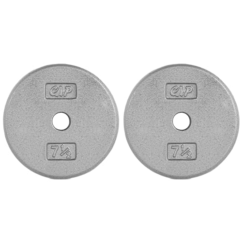 CAP Barbell Standard 1-Inch Cast Iron Weight Plates - Singles & Sets | 1.25-50 lbs | Multiple Options - color: Gray, size: 7.5 lb - Set of 2