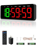 Gym Clock Timer for Tabata/FGB/EMOM Interval Workout | Large LED Display, Digital Wall Clock with Seconds, Remote Control, For Classroom Home Garage Office - color: Green
