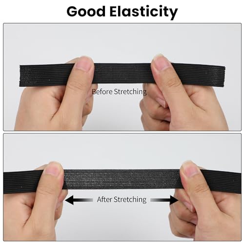 Elastic Band for Sewing 3/4 Inch Wide 10 Yards, Durable & Soft High Elasticity Stretch Elastic Bands Cord for Sewing, Waistbands, Pants, DIY Crafts, Black - color: Black, size: 3/4 Inch * 10 Yards