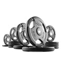 XMARK TRI-GRIP Pair or Set of Olympic Weight Plates, Rubber Coated Exercise Weights for Olympic Barbell, Strength Training Weight Set for Home Gym - color: 15) Set 205 lbs