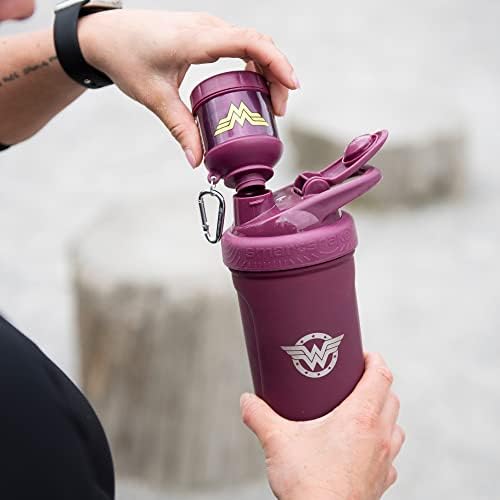Smartshake Justice League Protein Powder Storage Container 50g Protein Shaker Bottle Funnel 110ml BPA, DC Comics Protein Shakes Bottle Storage for Women - Wonder Woman - color: Wonder Woman