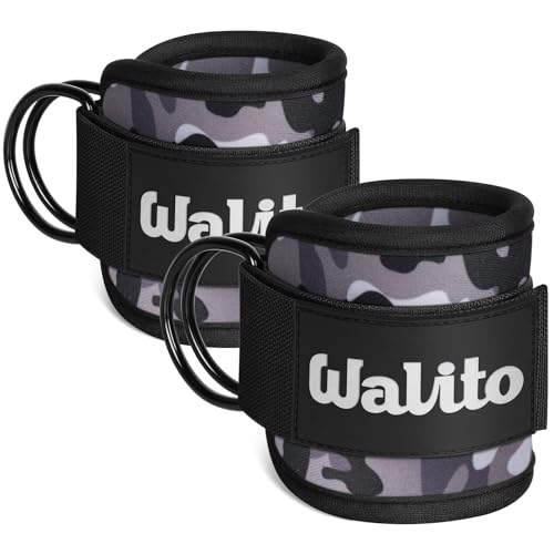 WALITO Gym Ankle Straps for Cable Machines Women & Men - Glute Kickback Ankle Cuff, Adjustable Cable Machine Accessories for Leg Extensions, Hip Abductors & Lower Body Workouts - color: Pair-Camouflage