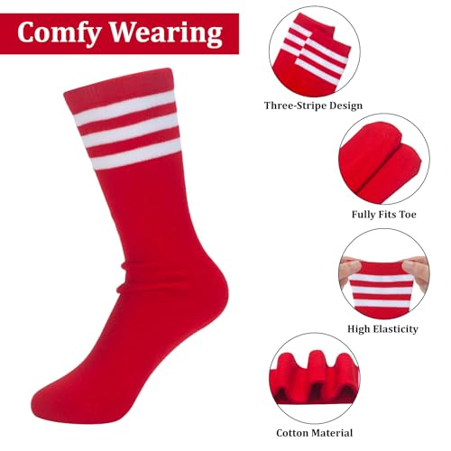ONUPGO 5 Pieces Kids Sweatbands Soccer Socks Set - Sports Headband, Wristbands, Striped High Socks for Kids, Youth,Toddler & Baby - Football, Basketball, Running, Cycling, Tennis - color: Red