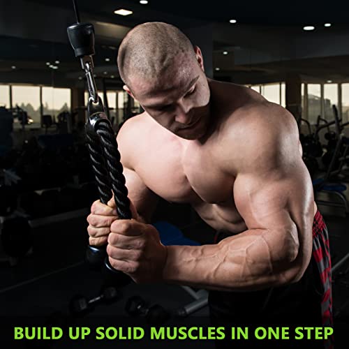 Double D Row Handle Cable Attachment for Weight Workout, Steel with Non-Slip Rubber Grip (Black) - color: Black Five-piece Set