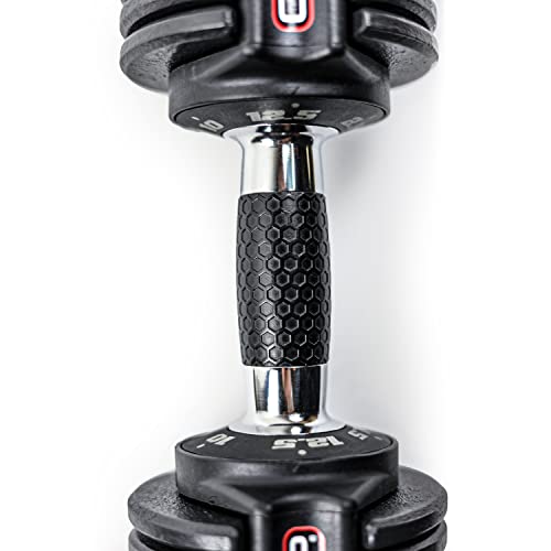 CAP ADJUSTABELL Adjustable Dumbbell Set, Premium Quick Select Adjustable Weights for Strength Training, Singles & Pairs, 12.5 LB, 25 LB & 55 LB, Round & Hex Dumbbells, Multiple Grip Handle Options - size: 12.5 lb - Honeycomb Chrome and Black Handle, style