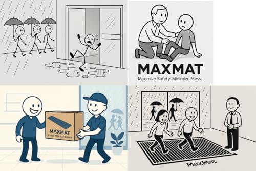 MaxMat® Extra Large Commercial Floor Mat, 3 x 5 Feet Heavy Duty Commercial Door Mat, Waterproof, Low-Profile, Easy to Clean, Rubber Backing Entry Mudroom Rug (Charcoal Grey) - color: Grey, size: 3 x 5 feet