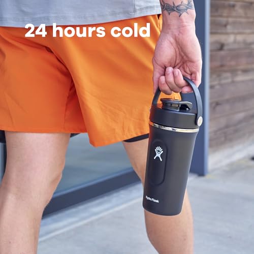 Hydro Flask Shaker Bottle – Insulated Stainless Steel Gym Bottle for Pre Workout & Protein 24 Oz Dew - color: Dew Blue