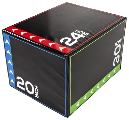 BalanceFrom 3-in-1 Foam Plyometric Jump Box for Home Gym with Multiple Height Options – Versatile Plyo with Non-Slip Surface for Strength, HIIT, Step-Ups, and Agility Training - color: Multi-Color, style: 20 x 24 x 30 inch (16lbs)