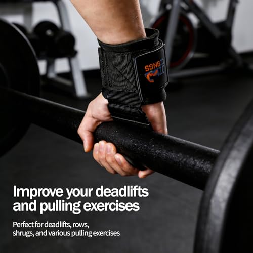 Weight Lifting Hooks (Pair), Heavy Duty Wrist Straps for Weightlifting, Hand Grip Support Lifting Hooks for Weight Lifting, Deadlifts, Pull Ups, Rows & Shrugs - color: Black