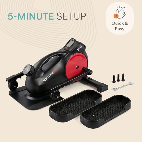 Lifepro Portable Under Desk Elliptical Exercise Machine - Manual Pedal Exerciser for Home Workouts, Muscle Toning, Energy Boost - Mini Foot & Leg Exerciser with Fitness App - color: Red