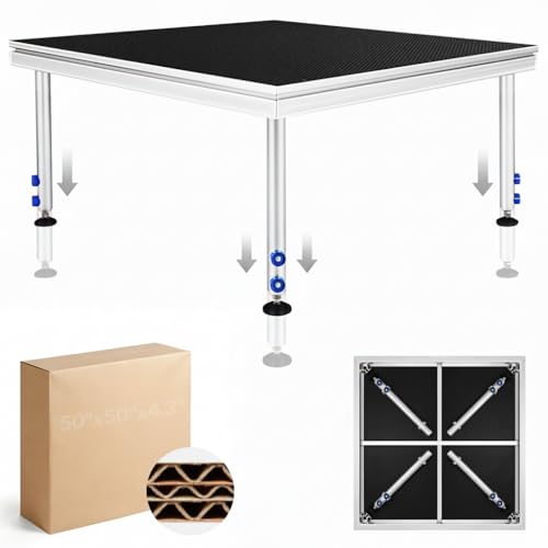 Portable Stage Platform, 8'x20' Portable Aluminum Performance Deck 1900lbs Capacity, 24"-41" Adjustable Height Risers for Events, Wedding, Stage Platform Set, Portable Performance Stage - size: 10pcs