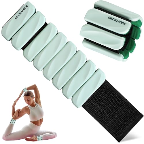 BECOJADDE Ankle Weights Set of 2 (1 lb/2 lb Each) for Women Men Adjustable Wrist Bracelet for Home Gym Weighted Bangles Wristbands Leg Arm Weights for Walking Swimming Running Pilates Yoga Gym - color: Mint Forest, size: 2 Lb Pair (1 Lb Each)