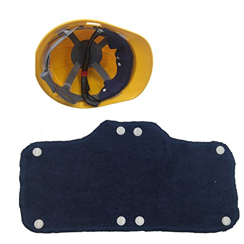 Navy Blue Sweatband for Hardhat Washable Velvet Terry Cotton Hard Hat Liner NAEE snap on (6pcs) - color: Navy Blue