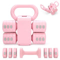 Adjustable 2-in-1 Convertible Kettlebell & Dumbbells Set, 4 in 1 Free Weights Dumbbell Set of 2, Each 2.2 3.3 4.4 5.5lb Quick Change Women Dumbbell Set for Home Exercise Training - color: Pink