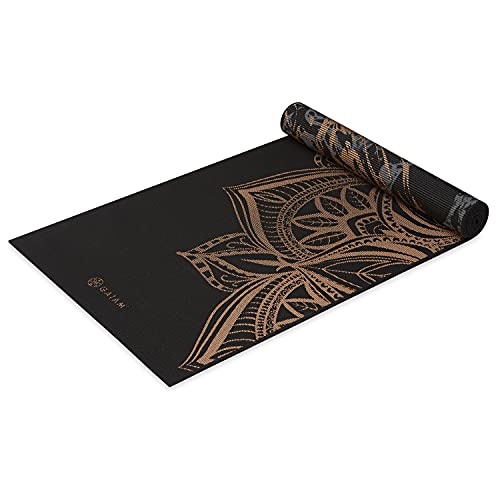 Gaiam Yoga Mat - Premium Print Reversible Extra Thick Non Slip Exercise & Fitness Mat for All Types of Yoga, Pilates & Floor Workouts - color: Marbled Bronze Medallion
