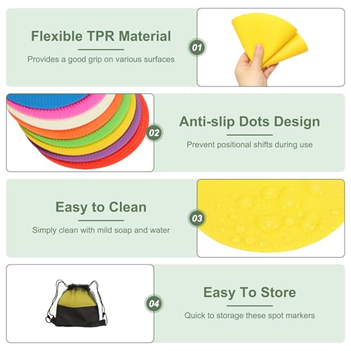 Spot Markers, Poly Spot Marker for Agility Training Floor Dots Non Slip Flat Field Cones - color: Yellow, size: 23 cm/9.1inch