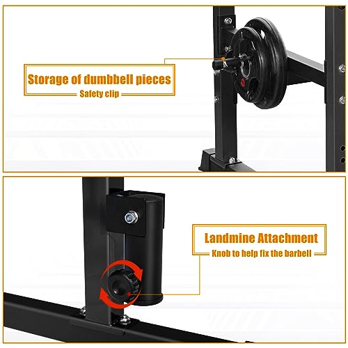 Bongkim Power Rack, Rack Cage for Weight Training, Adjustable Squat Stand Rack for Home Gym Equipment, Lifting Cage with 660lb Capacity - color: Black