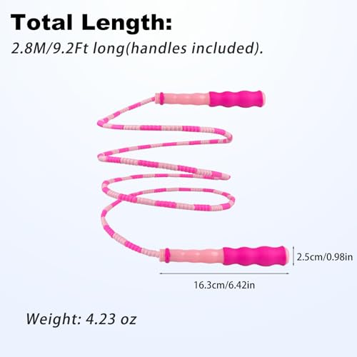 BIRDDIE Soft Beaded Jump Ropes, Adjustable Length Skipping Rope, Tangle Free Segmented Jumping Rope for Kids and Adults Exercise, Fitness 9.2 Ft - color: 8 Pack