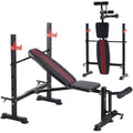 OLIXIS Adjustable Weight Bench Set with Rack, 650 LBS Capacity Heavy Duty Foldable Bench Press Set with Leg Extension Curl, Easy Assembly Strength Training Workout Set for Garage, Home, Gym - color: Black&Red