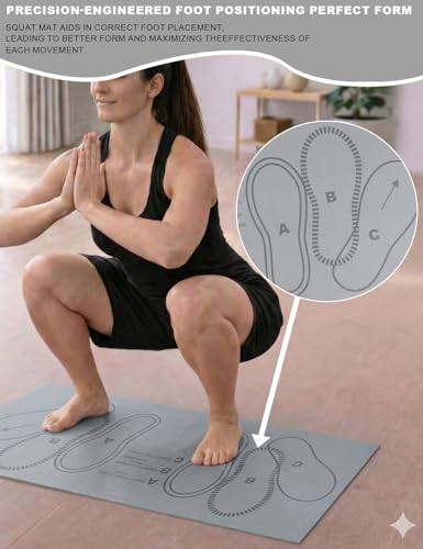 Non-Slip Squat Mat with Foot Position for Women – Ultimate 30" x 13.8" Large Squat Target Pad, 4mm Cushioning for Unmatched Comfort, No Odor & Injury Prevention – Perfect for Home & Gym Workouts - color: Grey