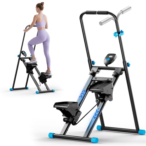 ZCMHAXJ Foldable Stair Stepper for Home, Adjustable Stair Climber with 4 Heights & 3 Angles, Compact Folding Vertical Stair Master for Exercise at Home for Full-Body Workout - color: Black