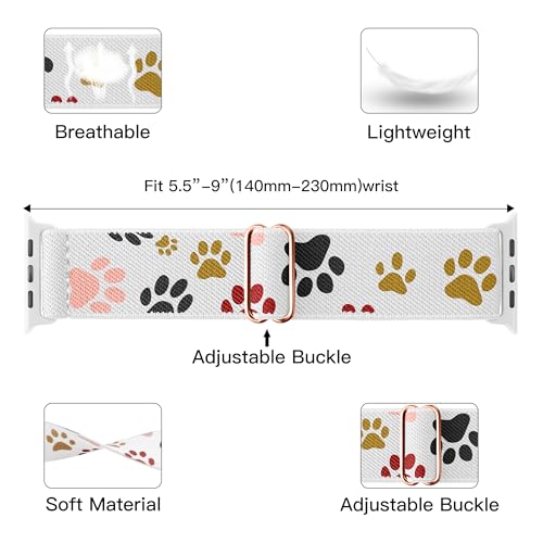 Stretchy Nylon Loop Bands Compatible with Apple Watch 38mm 40mm 41mm 42mm 44mm 49mm Adjustable Soft Elastics Strap Compatible with Apple Watch SE Ultra iWatch Series 8/7/6/5/4/3/2/1 - color: Aureate Paw, size: 42mm(Series 3)/44mm/45mm/46mm/49mm