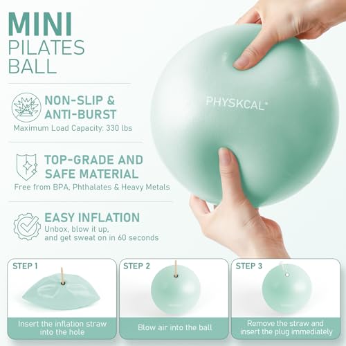 PhysKcal Pilates Kit, 15-Inch Pilates Ring with 1x Pilates Ball & 5X Bands | Aesthetic Home Pilates Equipment Set, Essential Kit for Beginners in Minimalist Style. Comes in Premium Packaging - color: Soft Mint