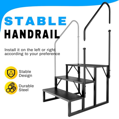 RV Step 3 Step Ladder with 2 Handrails | Anti-Slip Pedal, Triangular Reinforcement, Easy Assembly, Heavy Duty, Thickened - style: 3 handrails Step