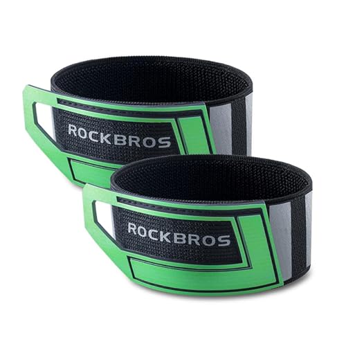 ROCKBROS Bicycle Ankle Leg Strap Safety Cycling Trousers Strap Bike Reflective Wrist Ankle Bind Bands Pant Leg Bands for Cycling Jogging Running Gear - color: Green*2