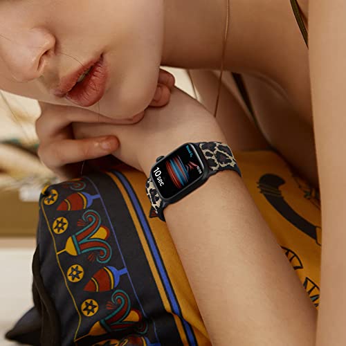 Adorve Stretchy Band Compatible with Apple Watch Bands Ultra 3/2/1 49mm 46mm 45mm 44mm 42mm 41mm 40mm 38mm Men Women, Soft Nylon Elastic Braided Strap Fits for iWatch Series 11/10/9/8/7/6/5/4/3/SE3-1 - color: Black/Sand Pink/Pine Green/Starlight/Leopard,