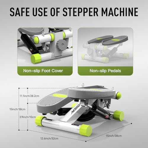 HARISON Mini Stepper with LCD Monitor, 330 LB Capacity for Home Cardio | Compact Stair Training Machine With Quiet Hydraulic Resistance, Portable Design For Under Desk Workouts & Small Spaces - color: White