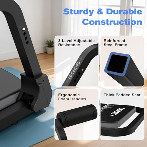 DERACY Sit Up Exercise Equipment, Adjustable Ab Machine, Multi-Functional Sit Up Machine, Ab Workout Equipment, Ab Trainer Machine for Women Men - color: Gray - Black