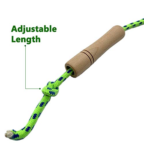16 FT Double Dutch Jump Rope for Kids - Wooden Handle - Adjustable Cotton Braided Fitness Skipping Rope for Fitness, Outdoor Fun, School Sports, and Party Games