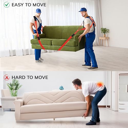 Ytonet Moving Straps, Lifting Straps for Move Furniture, 2-Person Shoulder Lifting and Moving System for Appliances, Mattresses, Heavy Objects up to 800lbs, 145 Inches Long Easy to Move, Lift, Orange - size: 145 inches