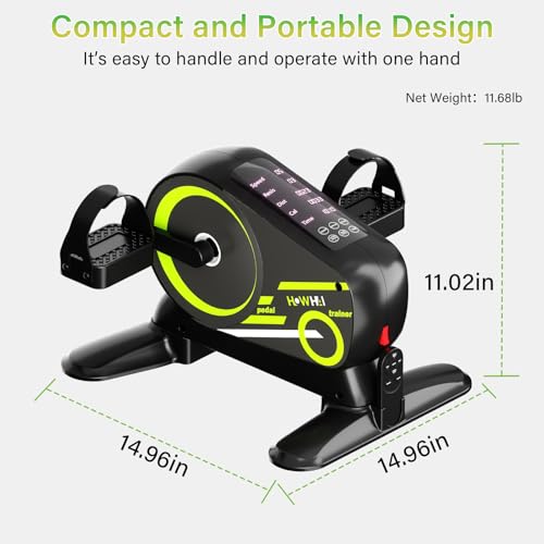 Mini Exercise Bike, Motorized Under Desk Pedal Exerciser Leg/Arm Cycle for Senior, Auto&Manual Mode, Adjustable Speed, LCD Display, Remote Control - size: 12 Speed 6 Resistance