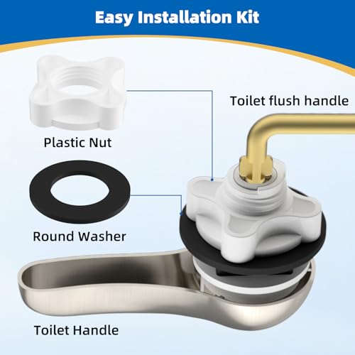 Hibbent Metal Side Mount Toilet Handle Replacement Kit, Brushed Nickel | Upgraded Metal Flush Lever, Universal Toilet Flush Handle Fit Side Tanks, Stainless Steel Flapper Chains, 4 Adjustable Holes - color: Brushed Nickel, style: Classic Side Mount