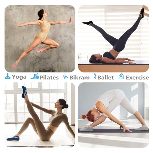 BKP Yoga Socks for Women,Pilates Socks Non Slip Grip Socks Suitable for Ballet,Plasticity,Dance,Home,Training - color: 4pairs-(black)