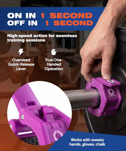 Lock-Jaw Barbell Collars Sport Olympic Barbell Clamps 2 Pcs – Heavy Duty Bar Clamps for 2” & 50mm Olympic Bars – Secure Weight Bar Clamps for Strength Training & Home Gym Accessories – Purple - color: Purple
