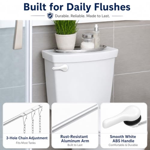 Lydia's Deal Toilet Handle Replacement Kit, Adjustable Front Mount Toilet Tank Flush Lever with Lock Nut, Fits Most Front-Mount Toilets, Easy DIY Install, Toilet Repair Kit (White, Aluminum) - color: White Aluminum
