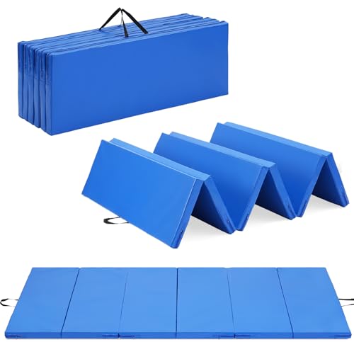 Gymnastics Mat, 3FTx6FT / 4FTx8FT 2" Thick Folding Kids' Gymnastic Tumbling Mat for Home Gym Exercise & Play - color: 4x8FT-Blue