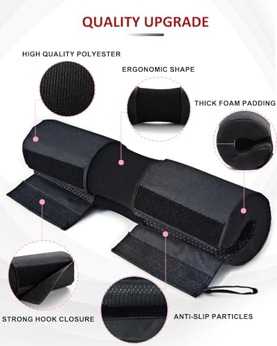 Barbell Squat Pad Set- Nylon Padding AntiSlip- Thick Foam Barbell Pad for Squats Cushion,Lunges&Bar Padding for Hip Thrusts -Standard Olympic Weight Bar Pad (Wrist Straps Weightlifting-Ankle Straps) - color: Ankle-Black