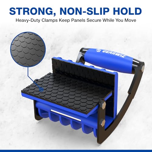Gearwiz Panel Carrier Tool – Carry Plywood & Large Sheets up to 100 lbs – One-Handed Ergonomic Grip – Heavy-Duty Woodworking & Construction Sheet Lifter for 4x8 Panels – NOT FOR DRYWALL – 2 Pack