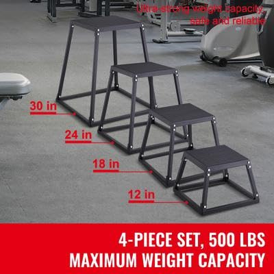 Happybuy Plyometric Jump Boxes, 12/18/24/30 Inch Agility Jumping Platform, Anti-Slip Exercise Step Up Box Set for Home Gym Training, Conditioning, Strength Training, Black